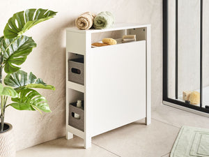 Mobiletto da bagno in MDF bianco 20 x 70 cm con cestini Bagno Portaoggetti