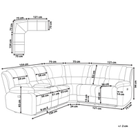 Divano angolare 5 posti in tessuto grigio cchiaro on schienale reclinabile manualmente stile moderno tradizionale