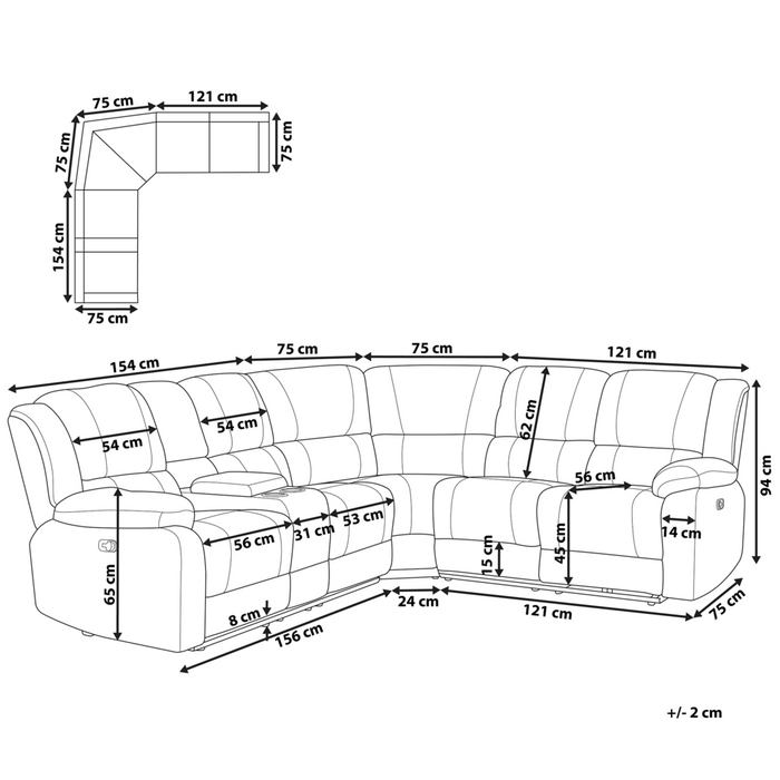 Divano angolare 5 posti in tessuto grigio cchiaro on schienale reclinabile manualmente stile moderno tradizionale