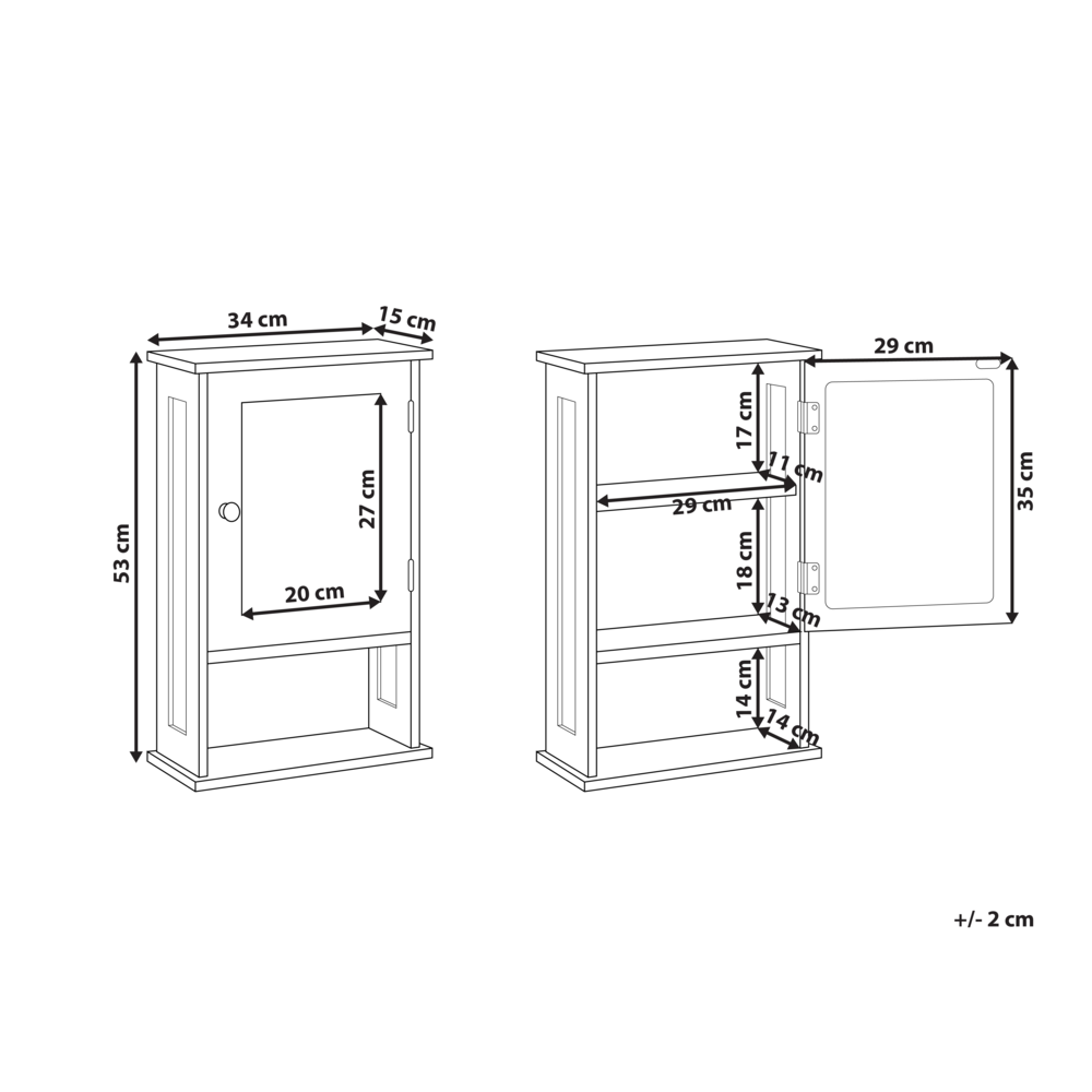 Mobiletto a specchio da bagno a parete in MDF bianco con vano contenitore stile moderno
