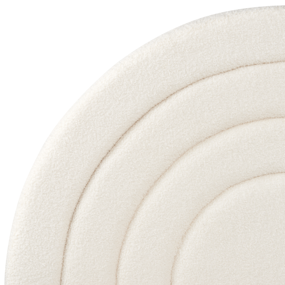 Letto singolo con testiera semicircolare in bouclé 90x200 cm base a doghe Testiera a Mezza Luna con contenitore