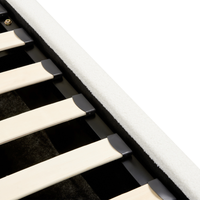 Letto singolo con testiera semicircolare in bouclé 90x200 cm base a doghe Testiera a Mezza Luna con contenitore