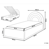 Letto singolo con testiera semicircolare in poliestere beige 90x200 cm base a doghe Testiera a Mezza Luna con contenitore