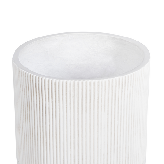 Vaso per piante rialzato Beige Chiaro 35x35x57 cm MgO Vaso alto rotondo gessato per interni esterni resistente alle intemperie