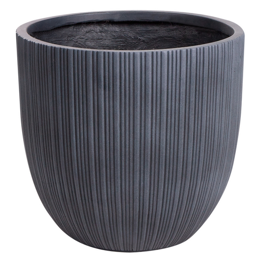 Vaso da fiori Grigio Grafite Gessato Rotondo MgO 42 x 42 x 39 cm per esterni e interni