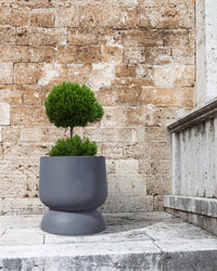 Vaso da fiori rotondo MgO Grigio effetto cemento rotondo 42 x 42 x 46 cm per esterni e interni