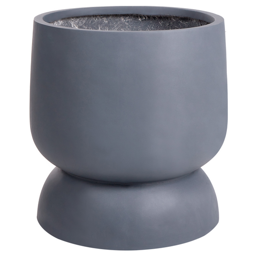 Vaso da fiori rotondo MgO Grigio effetto cemento rotondo 42 x 42 x 46 cm per esterni e interni