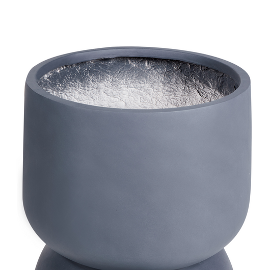 Vaso da fiori rotondo MgO Grigio effetto cemento rotondo 42 x 42 x 46 cm per esterni e interni