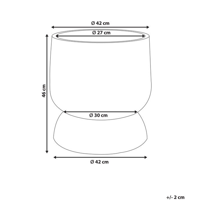 Vaso da fiori rotondo MgO Grigio effetto cemento rotondo 42 x 42 x 46 cm per esterni e interni