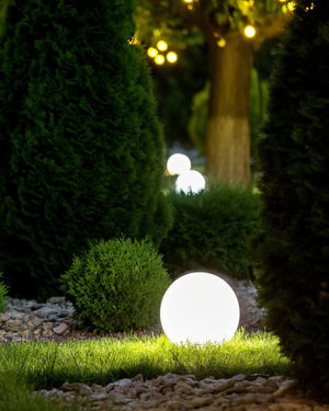 Lampada a sfera LED per esterni 38 cm in materiale sintetico impermeabile con telecomando bianco esterno giardino patio