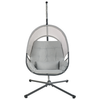 Sedia a dondolo sospesa Grigio chiaro Supporto metallico in corda Cuscino morbido per seduta Boho Rustico Soggiorno Terrazza