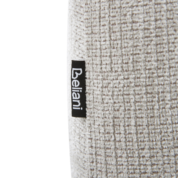 Pouf tortora rettangolare grigio chiaro con gambe in in legno di gomma verniciato stile minimalista