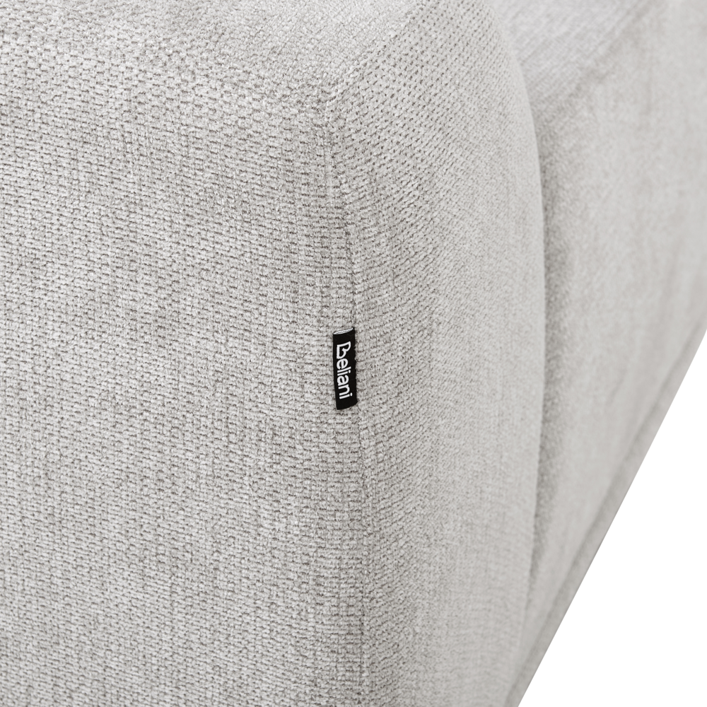 Divano ad angolo sinistro in tessuto grigio chiaro lato sinistro stile minimalista