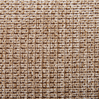 Pouf in tessuto beige rettangolare con solide gambe in legno verniciato stile minimalista