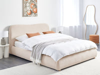 Letto contenitore Beige Chiaro Boucle Poliestere Tessuto 160 x 200 cm Design moderno e minimalista