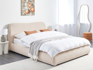 Letto contenitore Beige Chiaro Boucle Poliestere Tessuto 160 x 200 cm Design moderno e minimalista