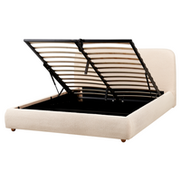 Letto contenitore Beige Chiaro Boucle Poliestere Tessuto 160 x 200 cm Design moderno e minimalista