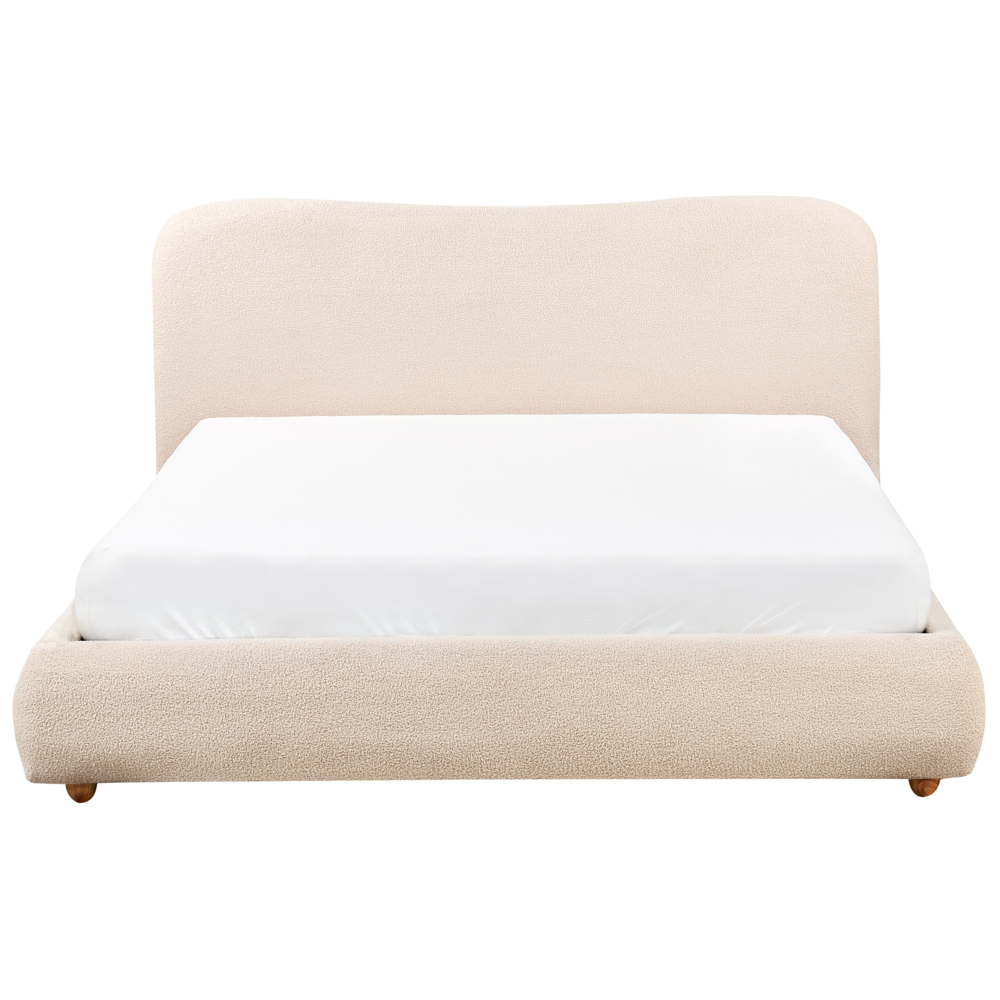 Letto contenitore Beige Chiaro Boucle Poliestere Tessuto 160 x 200 cm Design moderno e minimalista