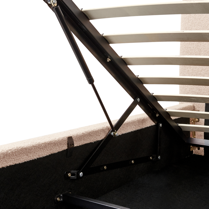 Letto contenitore Beige Chiaro Boucle Poliestere Tessuto 160 x 200 cm Design moderno e minimalista