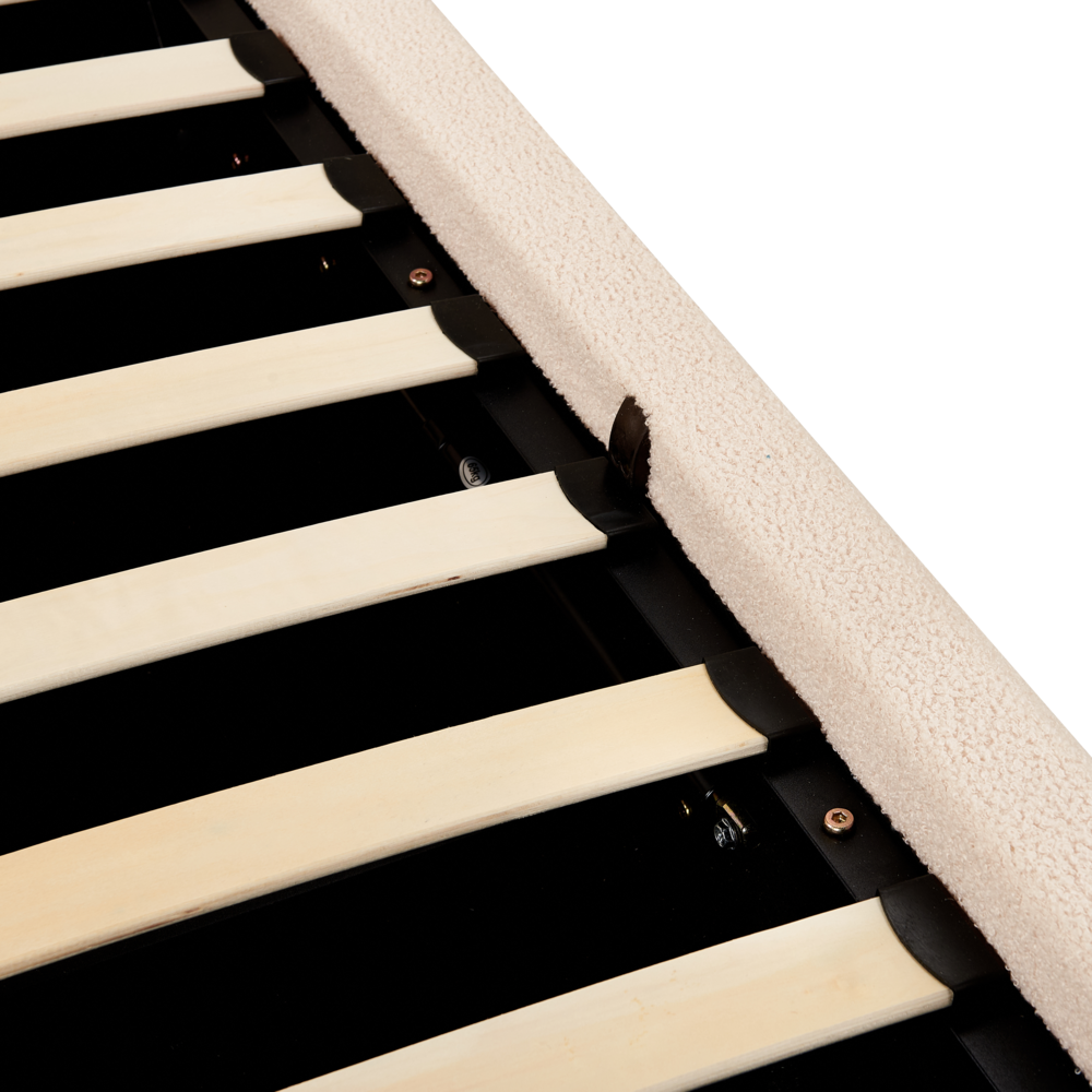 Letto contenitore Beige Chiaro Boucle Poliestere Tessuto 160 x 200 cm Design moderno e minimalista