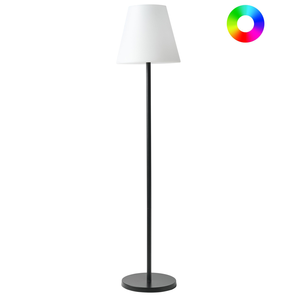 Lampada da tavolo solare a LED per esterni in materiale sintetico bianco impermeabile con base in ferro nero con telecomando