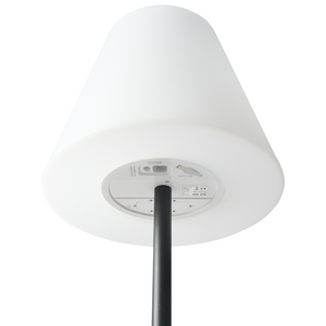 Lampada da tavolo solare a LED per esterni in materiale sintetico bianco impermeabile con base in ferro nero con telecomando