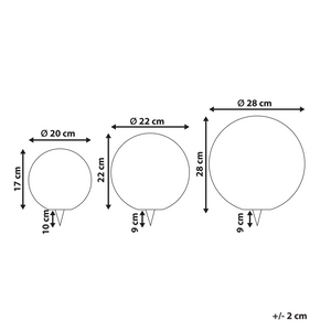 Set di 3 lampade sferiche a energia solare LED da esterno 30 cm in materiale sintetico impermeabile bianco con telecomando illuminazione da giardino