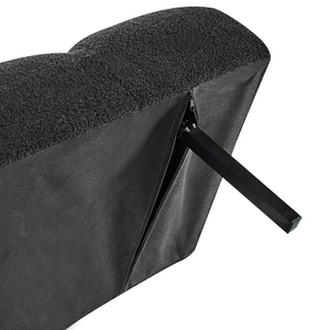 Divano letto a 3 posti in bouclé nero con braccioli regolabili stile moderno