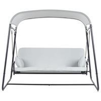 Dondolo da giardino Altalena da patio grigio chiaro con telaio in acciaio a 3 posti per esterni idrorepellente