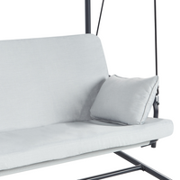 Dondolo da giardino Altalena da patio grigio chiaro con telaio in acciaio a 3 posti per esterni idrorepellente
