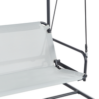 Dondolo da giardino Altalena da patio grigio chiaro con telaio in acciaio a 3 posti per esterni idrorepellente