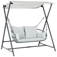 Dondolo da patio grigio chiaro con struttura in acciaio a 2 posti per esterni idrorepellente