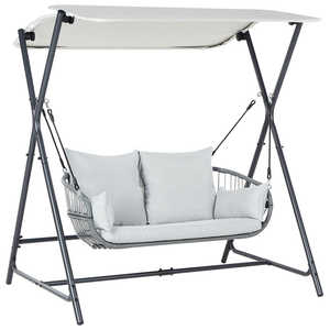 Dondolo da patio grigio chiaro con struttura in acciaio a 2 posti per esterni idrorepellente