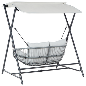 Dondolo da patio grigio chiaro con struttura in acciaio a 2 posti per esterni idrorepellente