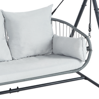 Dondolo da patio grigio chiaro con struttura in acciaio a 2 posti per esterni idrorepellente