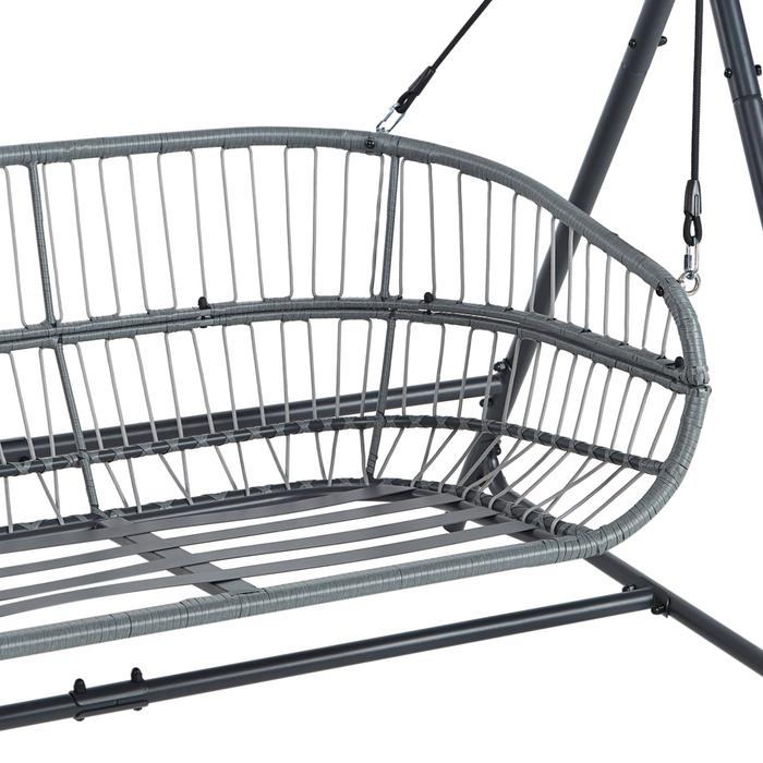 Dondolo da patio grigio chiaro con struttura in acciaio a 2 posti per esterni idrorepellente