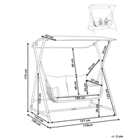 Dondolo da patio grigio chiaro con struttura in acciaio a 2 posti per esterni idrorepellente