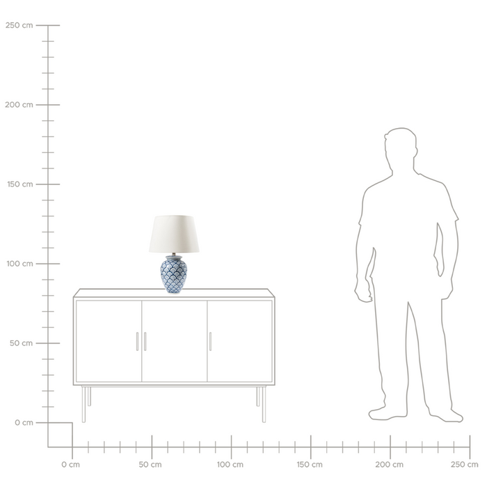 Lampada da tavolo Base in porcellana blu e bianca Paralume in lino ornato da un motivo Illuminazione Soggiorno Camera da letto