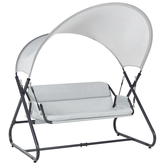 Dondolo da giardino grigio chiaro con struttura in acciaio a 3 posti per esterni idrorepellente