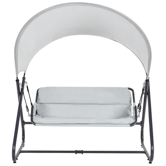 Dondolo da giardino grigio chiaro con struttura in acciaio a 3 posti per esterni idrorepellente