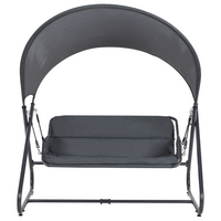 Dondolo da giardino grigio scuro con struttura in acciaio a 3 posti per esterni idrorepellente