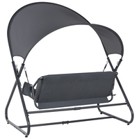 Dondolo da giardino grigio scuro con struttura in acciaio a 3 posti per esterni idrorepellente