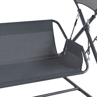Dondolo da giardino grigio scuro con struttura in acciaio a 3 posti per esterni idrorepellente
