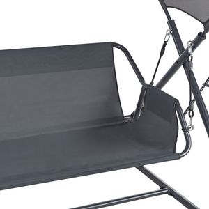 Dondolo da giardino grigio scuro con struttura in acciaio a 3 posti per esterni idrorepellente