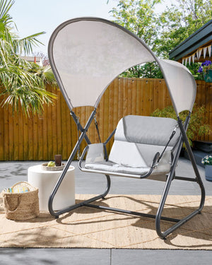 Dondolo da giardino grigio chiaro telaio in acciaio 1 posto a sedere per esterni idrorepellente