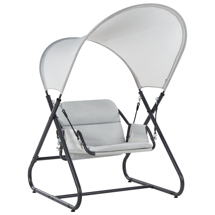 Dondolo da giardino grigio chiaro telaio in acciaio 1 posto a sedere per esterni idrorepellente
