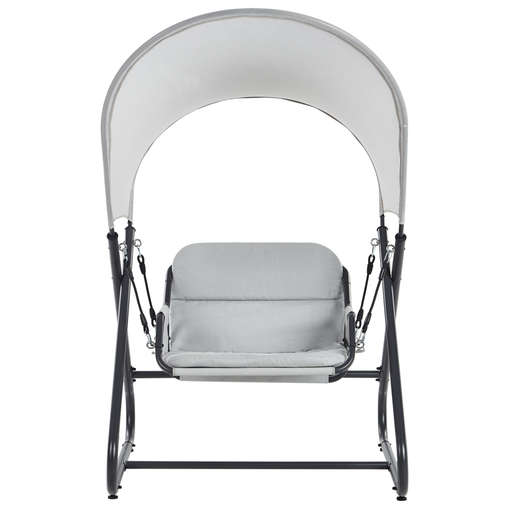 Dondolo da giardino grigio chiaro telaio in acciaio 1 posto a sedere per esterni idrorepellente