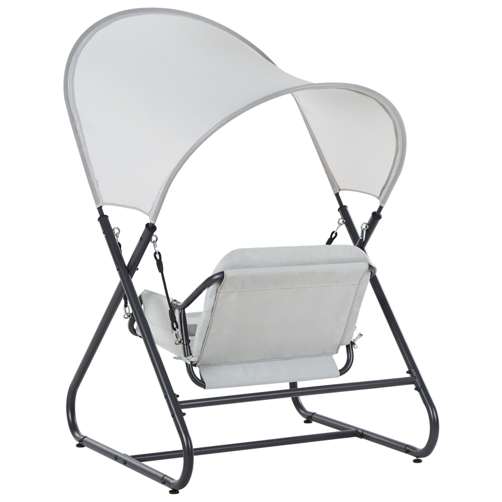 Dondolo da giardino grigio chiaro telaio in acciaio 1 posto a sedere per esterni idrorepellente