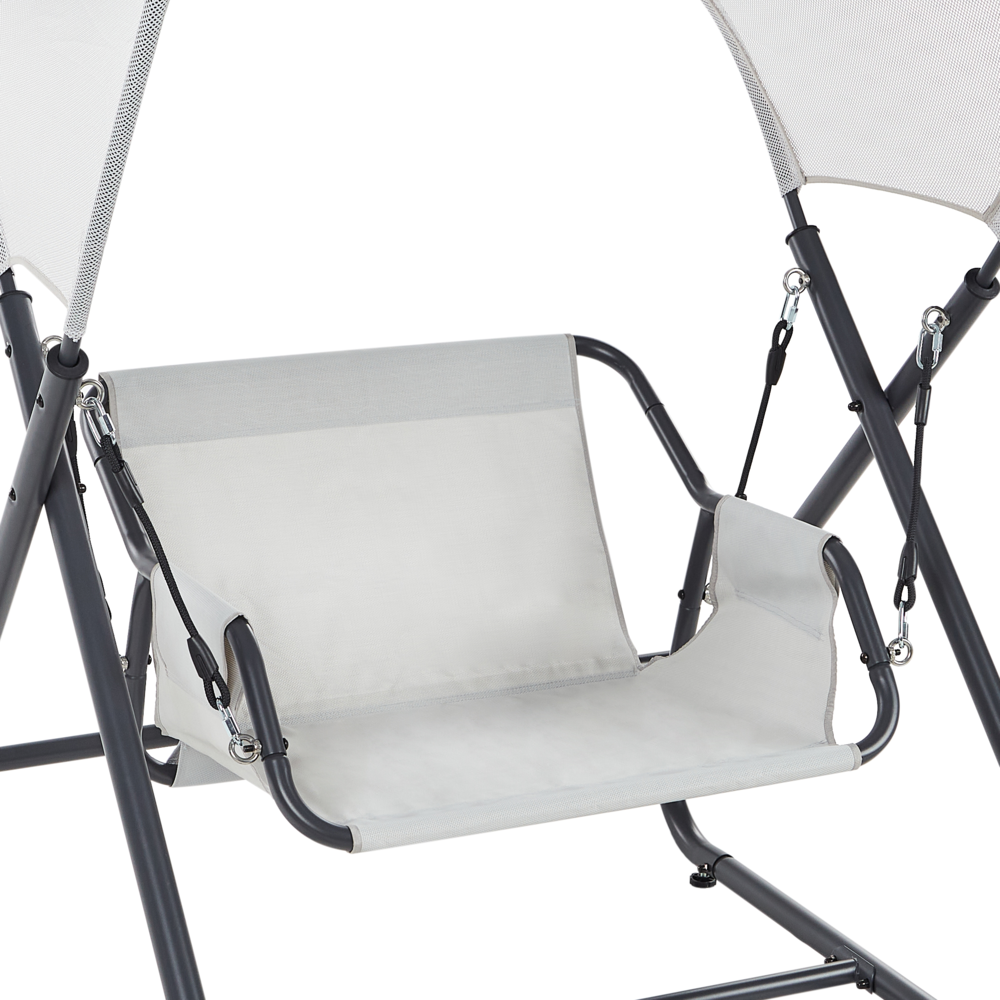 Dondolo da giardino grigio chiaro telaio in acciaio 1 posto a sedere per esterni idrorepellente