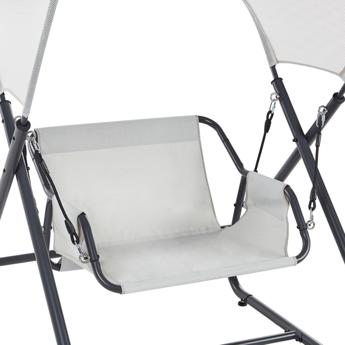 Dondolo da giardino grigio chiaro telaio in acciaio 1 posto a sedere per esterni idrorepellente